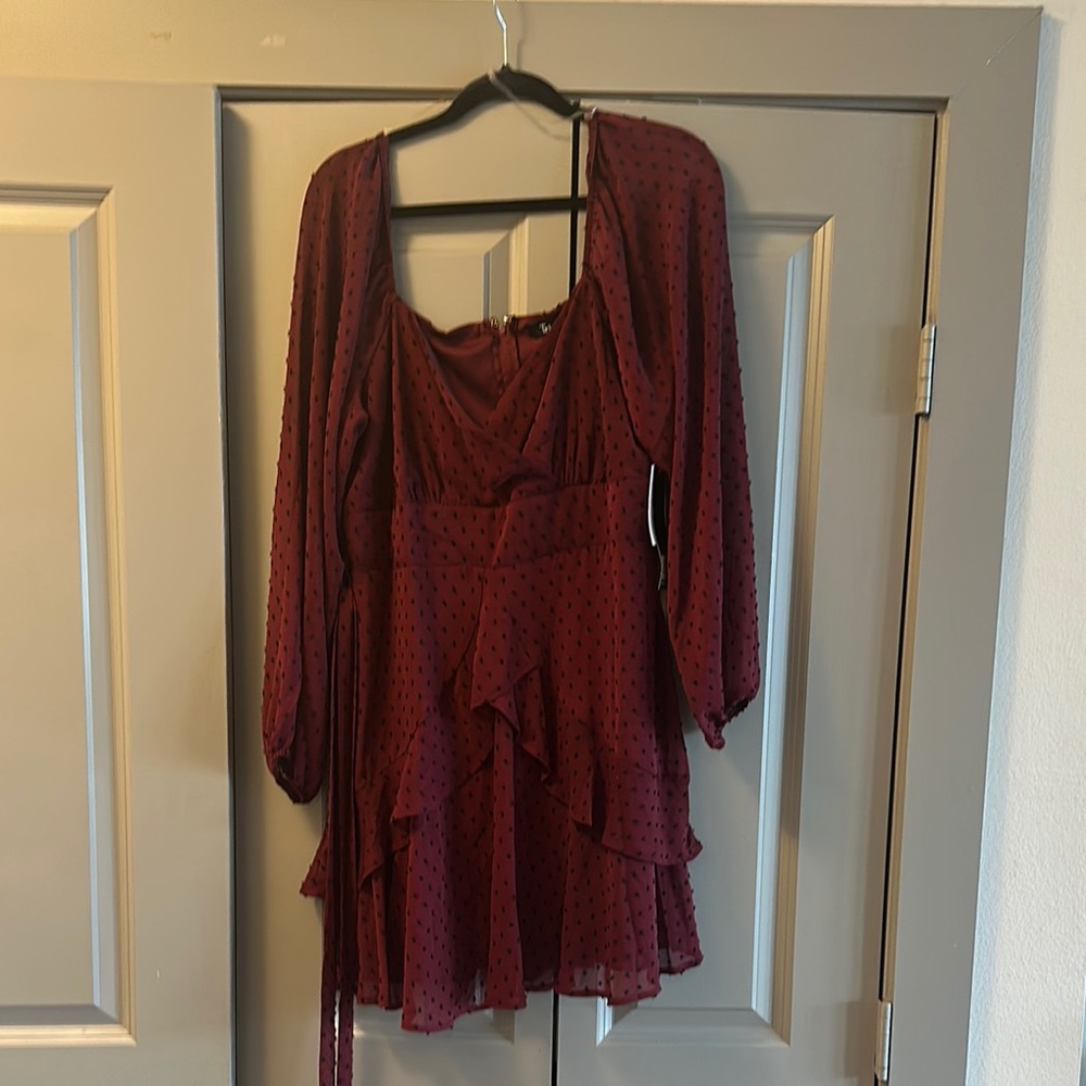 Trixxi Burgundy Long Sleeve Dress